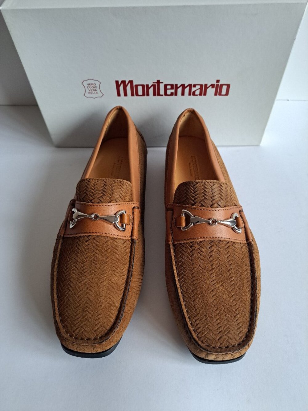 NEW Montemario Men's Brown Suede Leather Slip on Loafers Moccasin Shoes Size 42